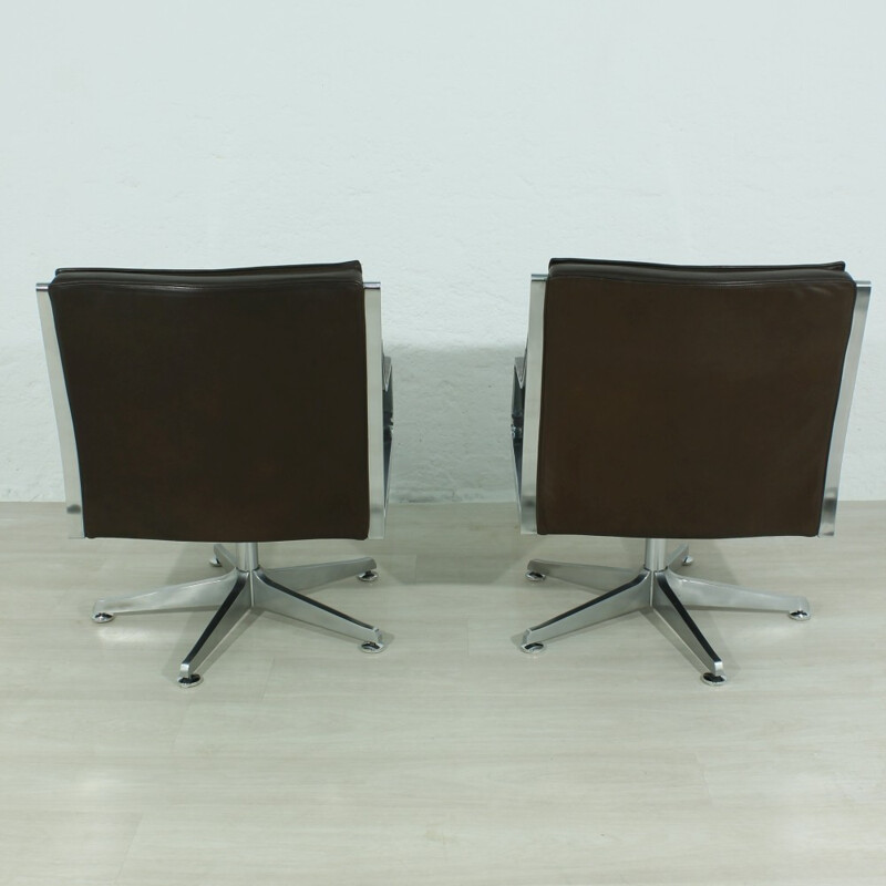 Vintage black leather armchairs by Fabricius and Kastholm - 1970s