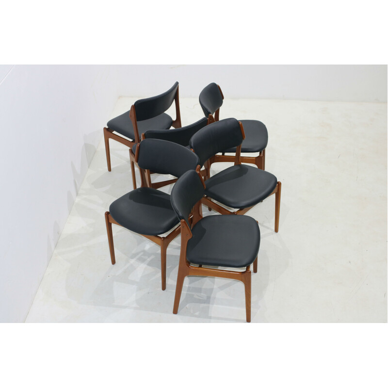 Set of 6 teak dining chairs by Erik Buch for Oddense Maskinsnedkeri AS - 1960s