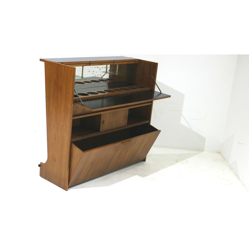 Vintage teak dry bar by Johannes Andersen for J. Skaaning & Søn - 1960s