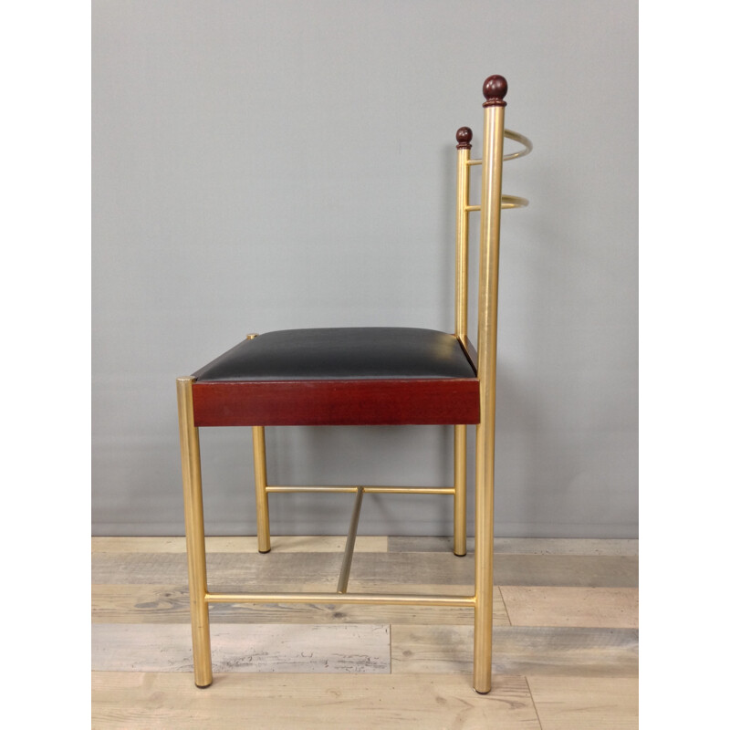 Bureau en bois et verre et sa chaise par Gautier - 1970