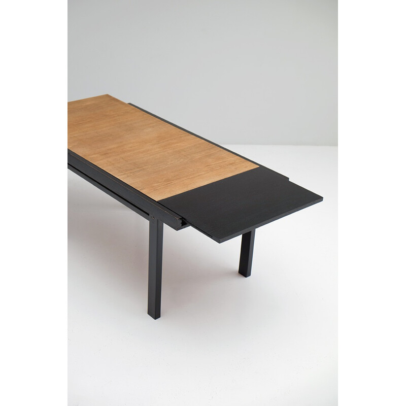 Vintage black ebonized two tone dining table - 1960s