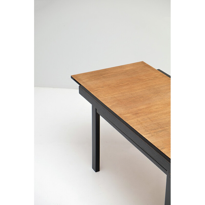 Vintage black ebonized two tone dining table - 1960s