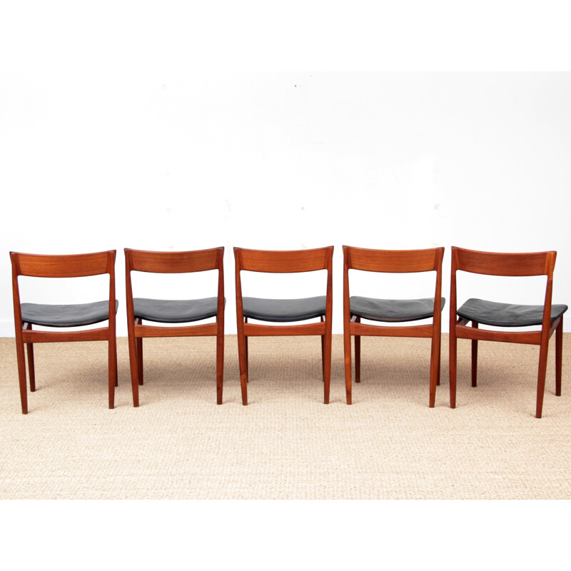 Suite of 5 vintage Scandinavian teak chairs model 39 by Harry Rosengren Hansen for Brande Møbelindustri - 1960s