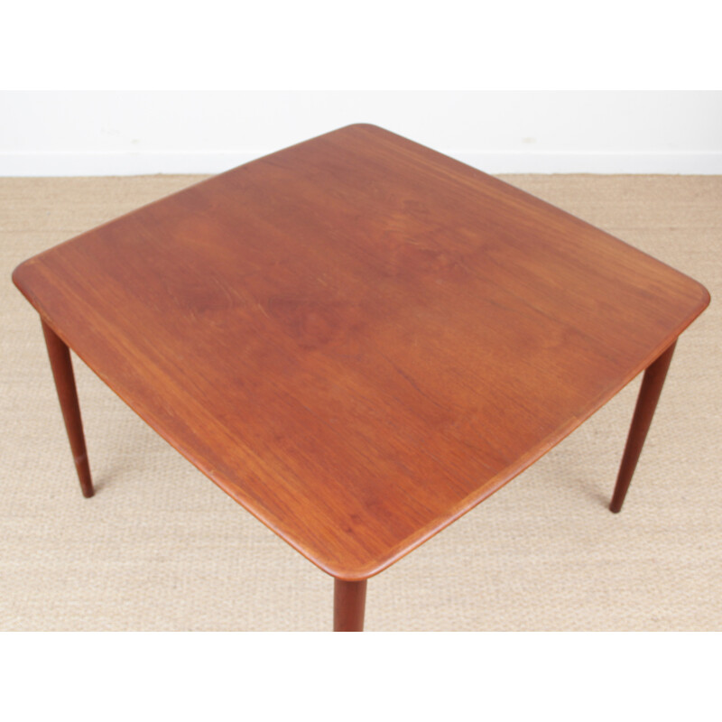 Scandinavian square teak dining table - 1960s