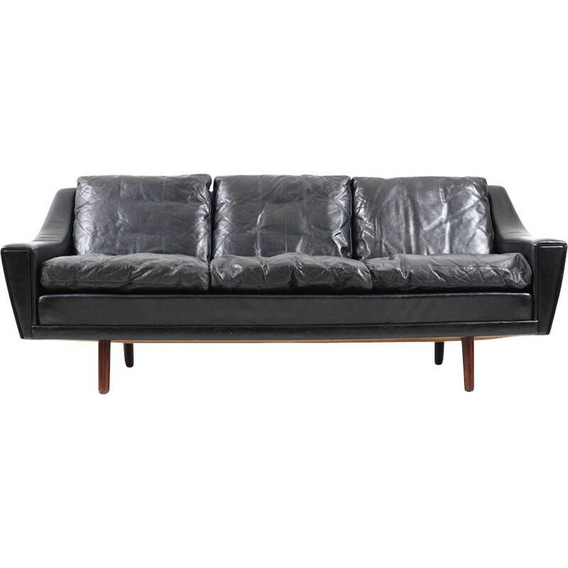 Black leather 3-seater sofa by Georg Thams for Vejen Polstermøbelfabrik - 1960s