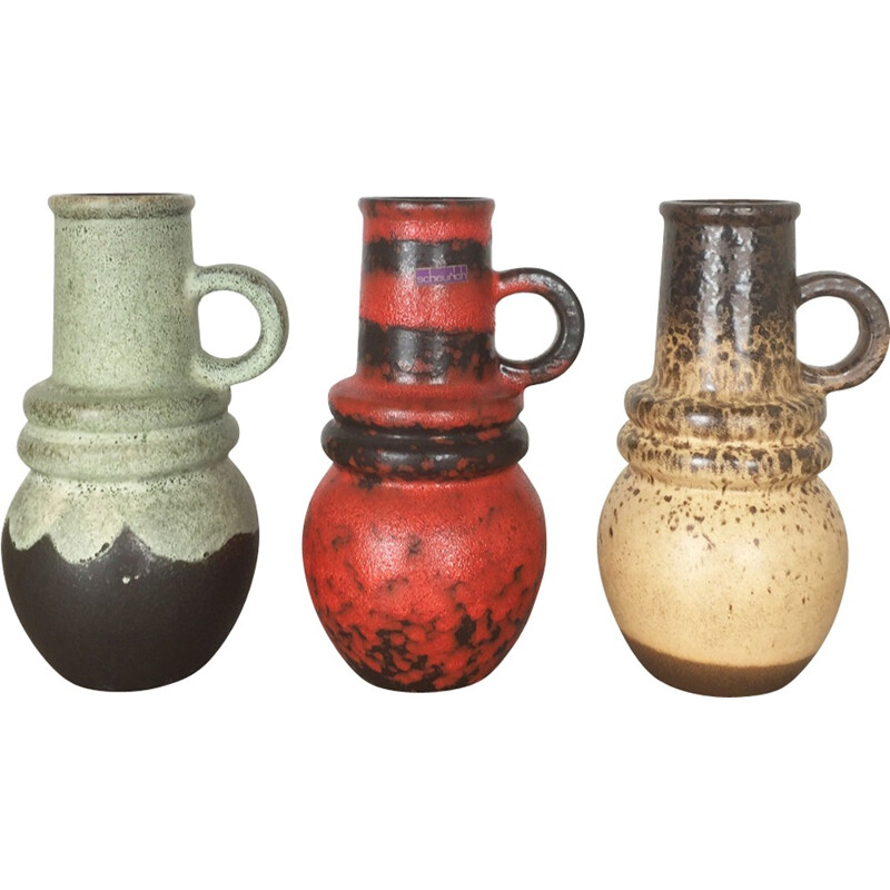 Set of 3 vintage ceramic "Vienna" vases by Scheurich - 1970s