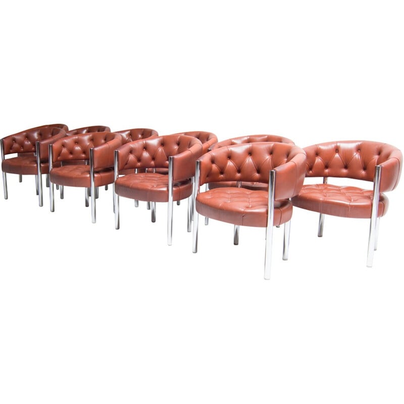 Suite de 6 chaises "Lobby" vintage Lobby par Robert Hausmann pour Dietiker - 1960