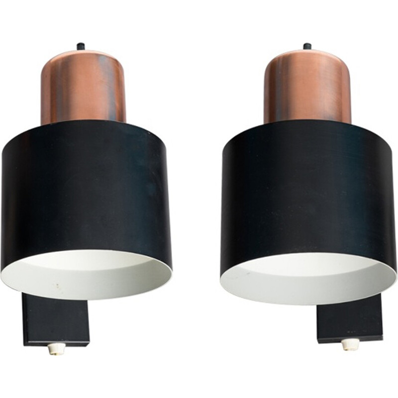 Vintage pair of wall lamps by Jo Hammerborg - 1960s