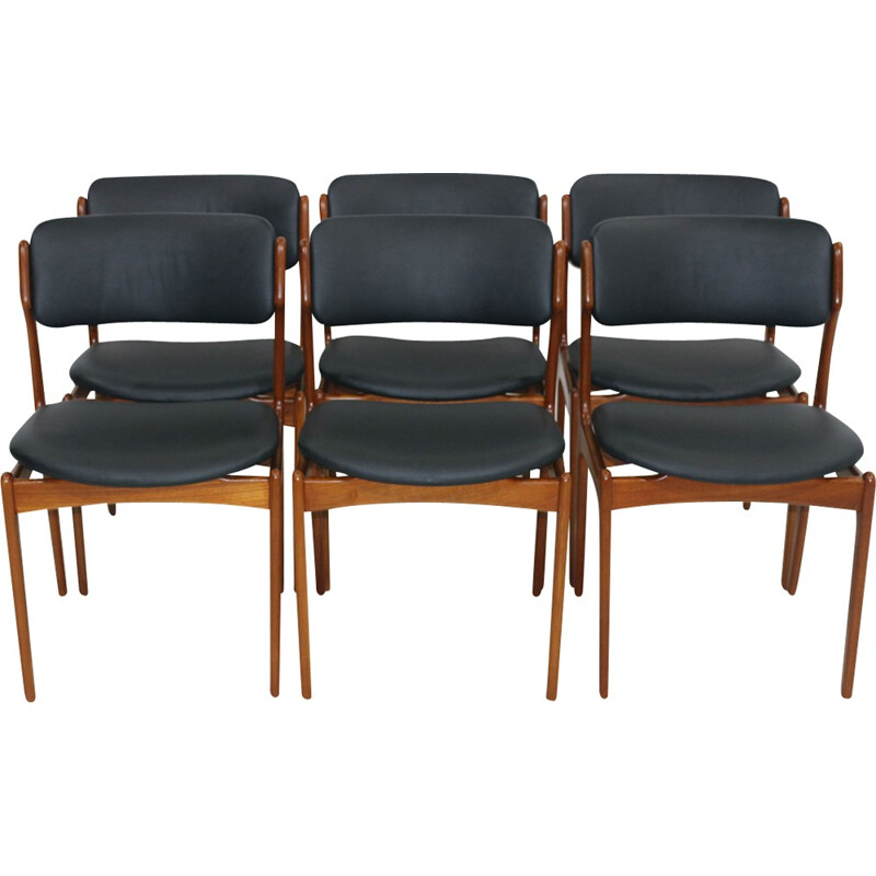 Suite de 6 chaises à repas en teck par Erik Buch pour Oddense Maskinsnedkeri AS - 1960