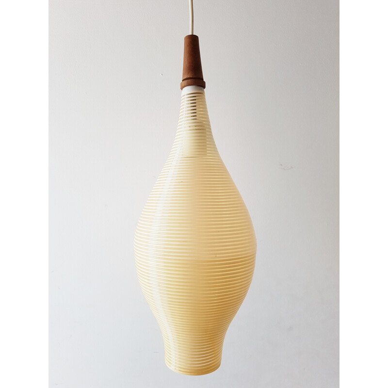 Vintage hanging lamp in rhodoid & teak by Rotaflex - 1960s