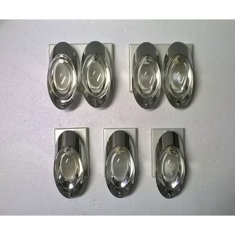 Set of 5 vintage wall lights by Oscar Torlasco - 1960s