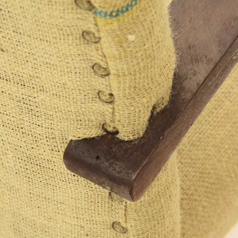 Pair of Italian armchair lined with coffee bags jute - 1940s