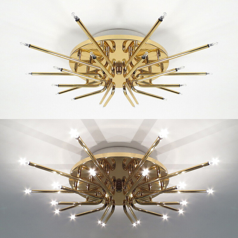 Mid-century Italian brass ceiling lamp - 1970s
