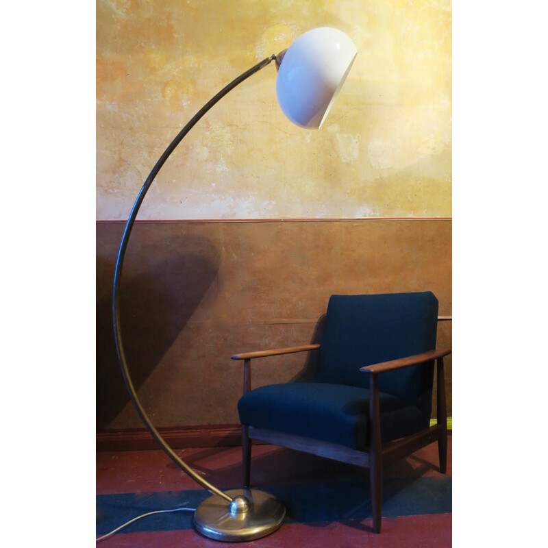 Vintage Large Brass Arc Floor Lamp - 1950s