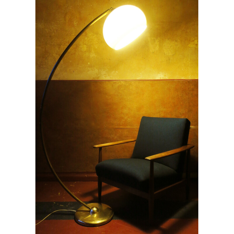 Lampe à Pied Vintage Large en Laiton avec Arcs - 1950