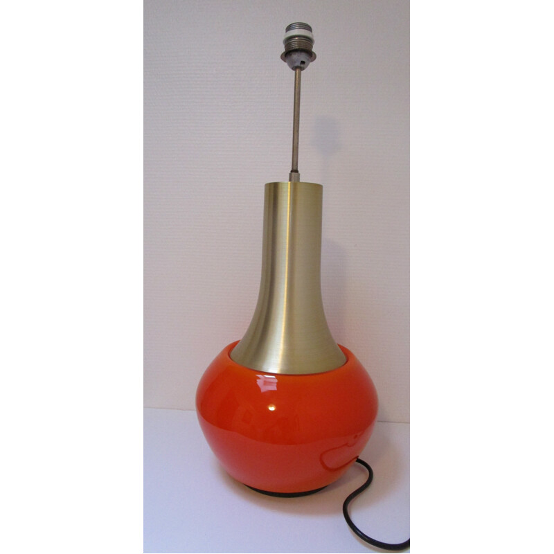 Mid-century Doria orange and gold lamp - 1970s