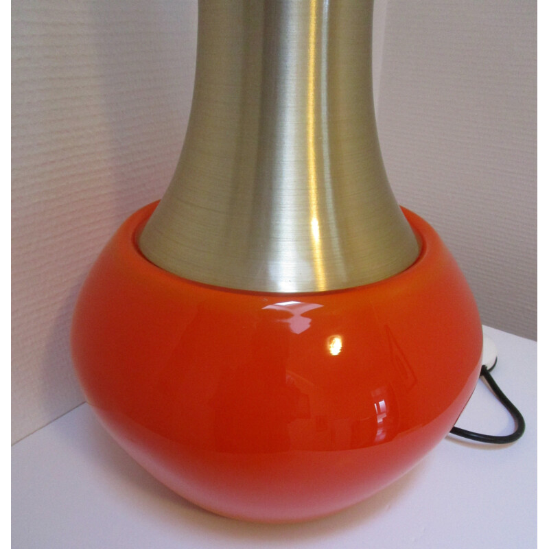 Mid-century Doria orange and gold lamp - 1970s