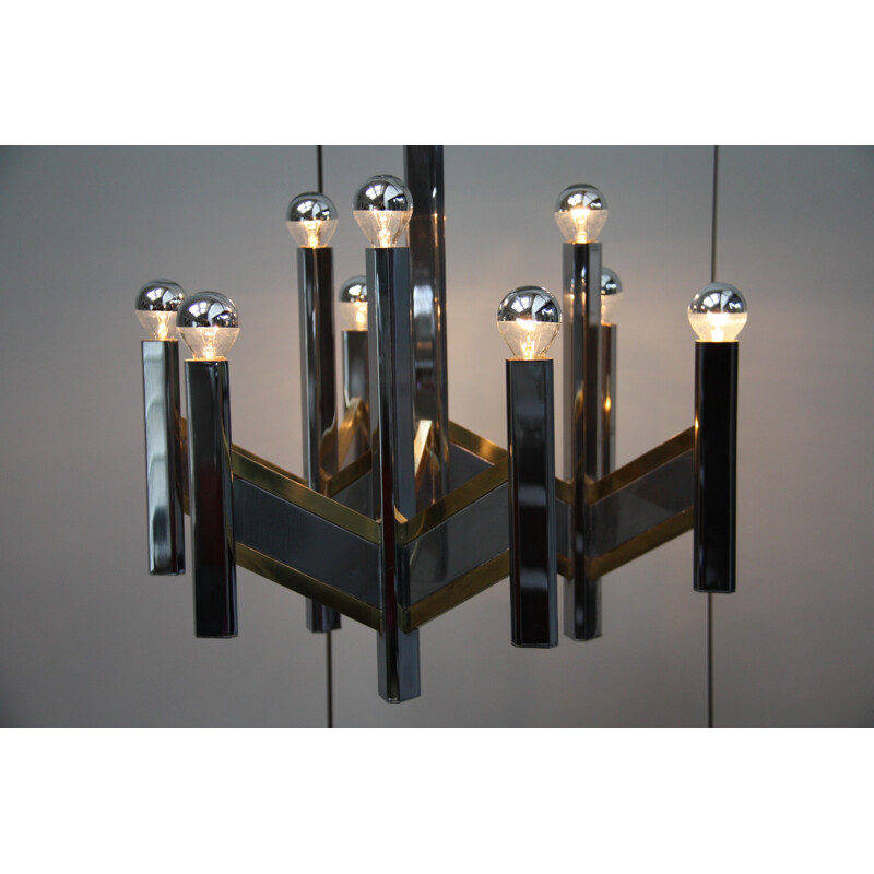 Vintage chandelier with 9 light sockets by Sciolari - 1970s