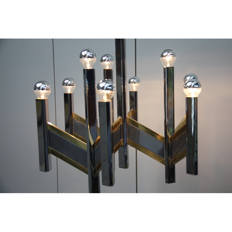 Vintage chandelier with 9 light sockets by Sciolari - 1970s