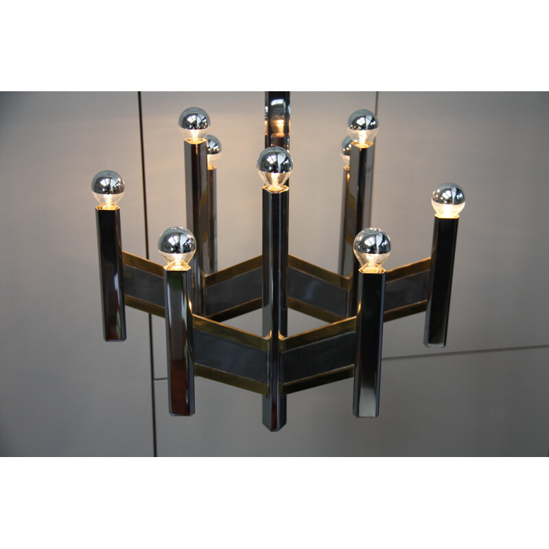Vintage chandelier with 9 light sockets by Sciolari - 1970s