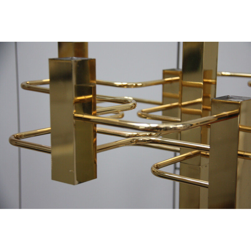 Vintage brass chandelier with 9 light sockets - Gaetano Sciolari - S.A. Boulanger - Belgium - 1970s