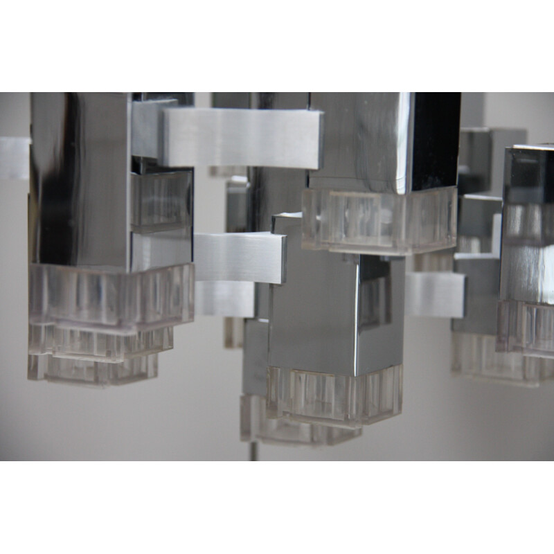 Vintage XL chandelier with 17 light sockets by Gaetano Sciolari - 1970s