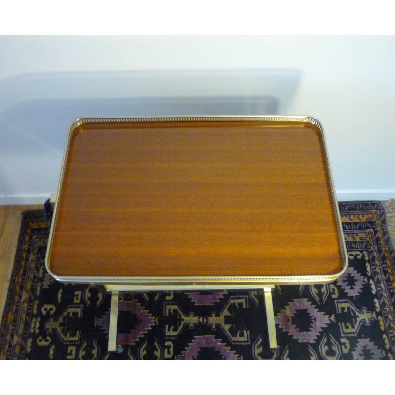 Vintage folding table in brass and rosewood - 1950s