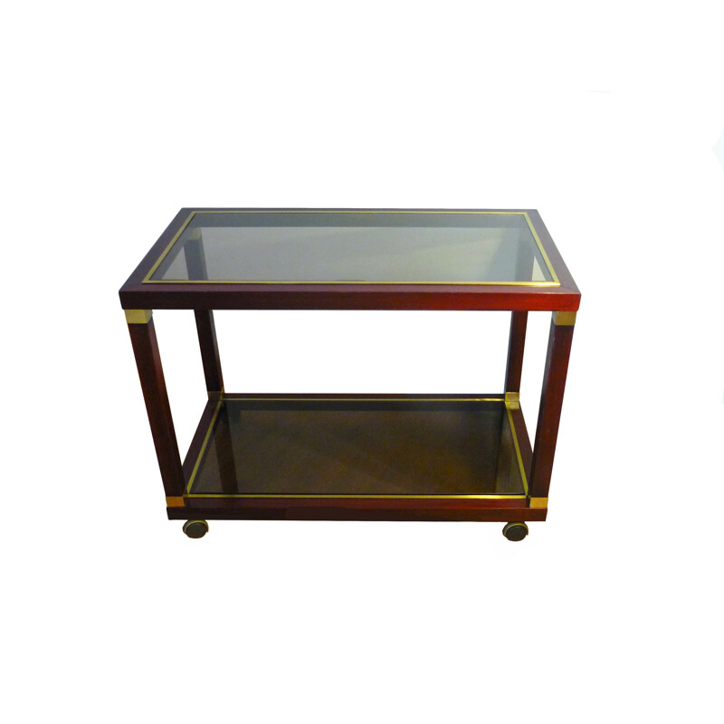 Vintage rolling table in mahogany and brass - 1970s