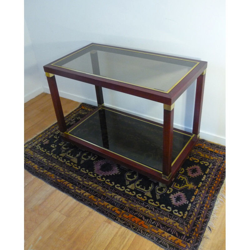 Vintage rolling table in mahogany and brass - 1970s