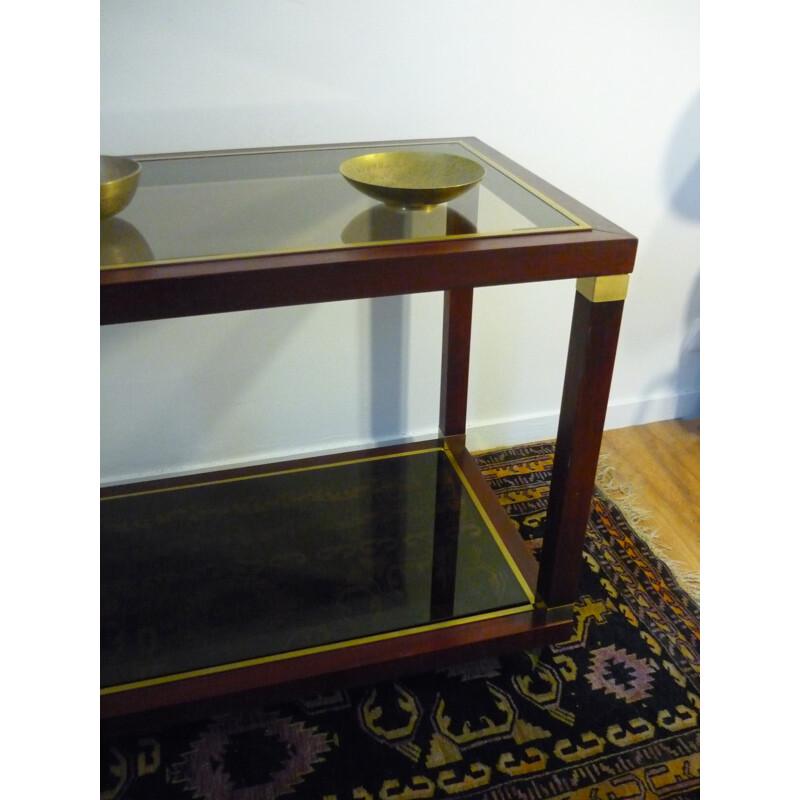 Vintage rolling table in mahogany and brass - 1970s