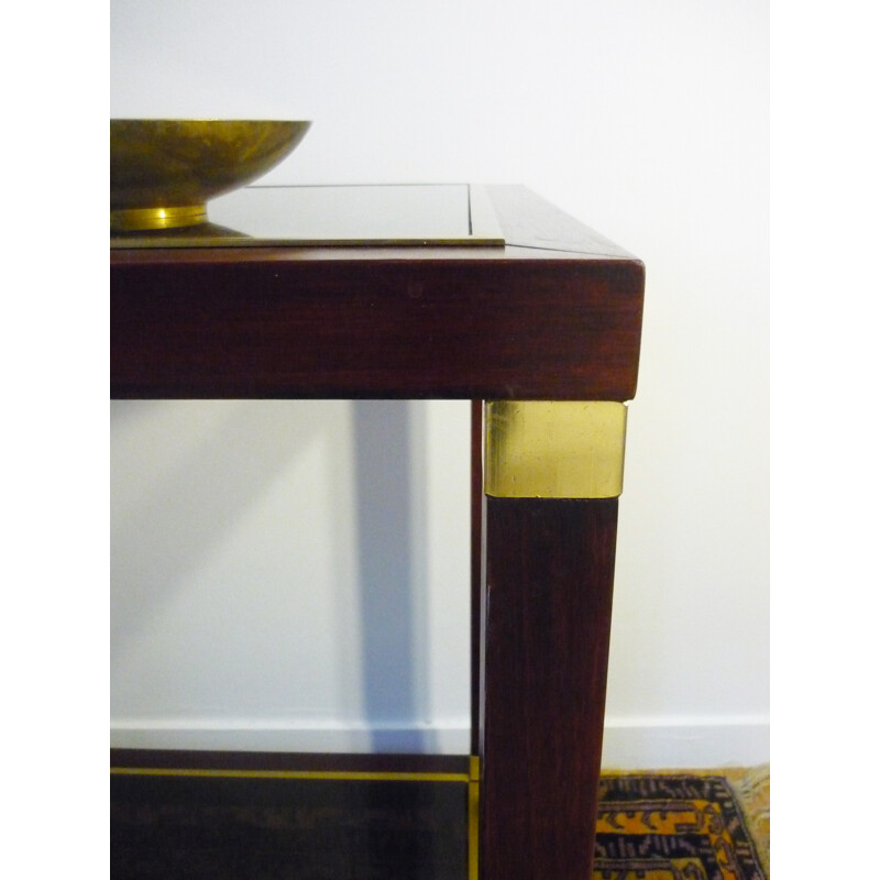 Vintage rolling table in mahogany and brass - 1970s