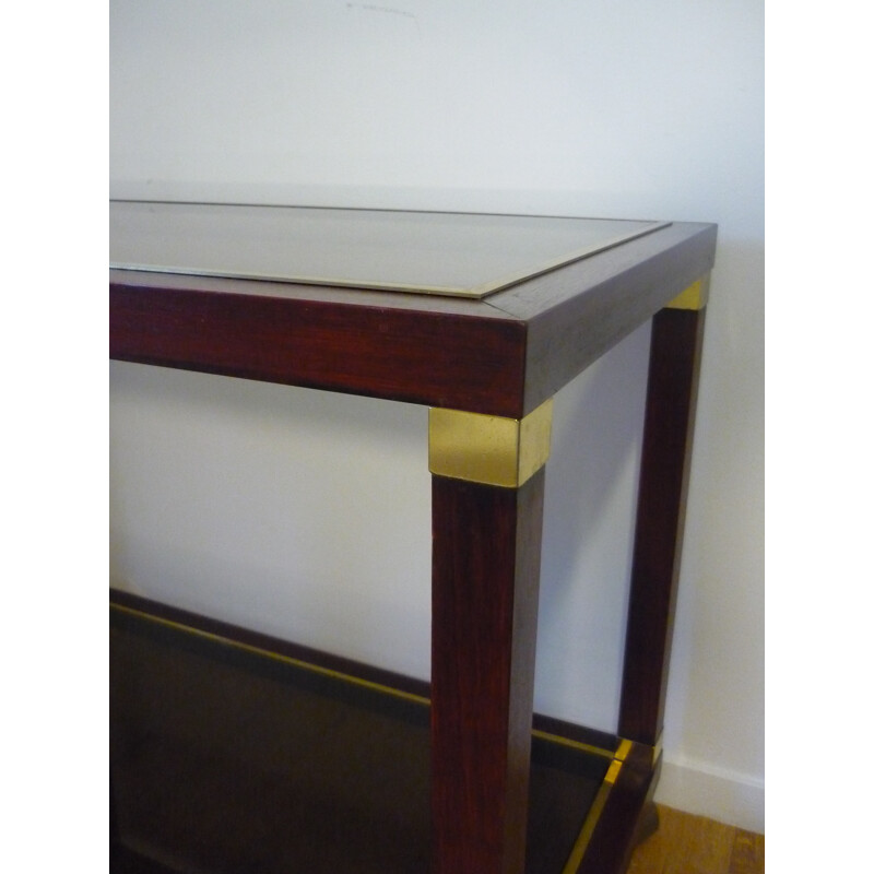 Vintage rolling table in mahogany and brass - 1970s