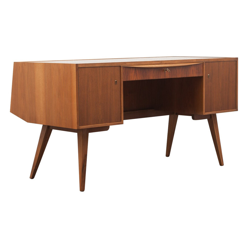 Desk in walnut and glass, EHRLICH - 1950s