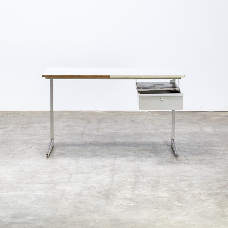 Vintage metal writing desk by Friso Kramer for Ahrend de Cirkel - 1950s