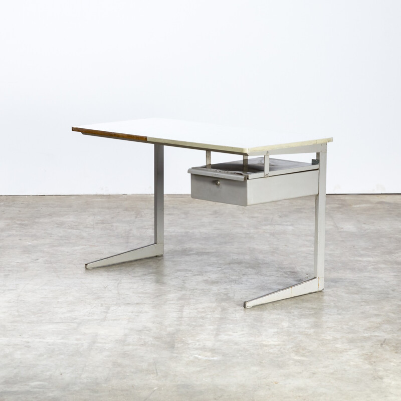 Vintage metal writing desk by Friso Kramer for Ahrend de Cirkel - 1950s