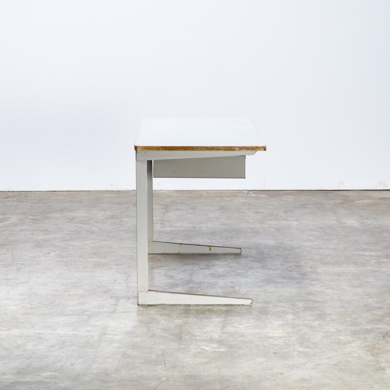 Vintage metal writing desk by Friso Kramer for Ahrend de Cirkel - 1950s