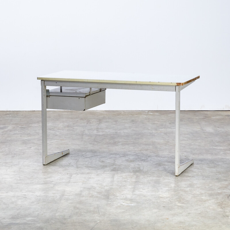 Vintage metal writing desk by Friso Kramer for Ahrend de Cirkel - 1950s