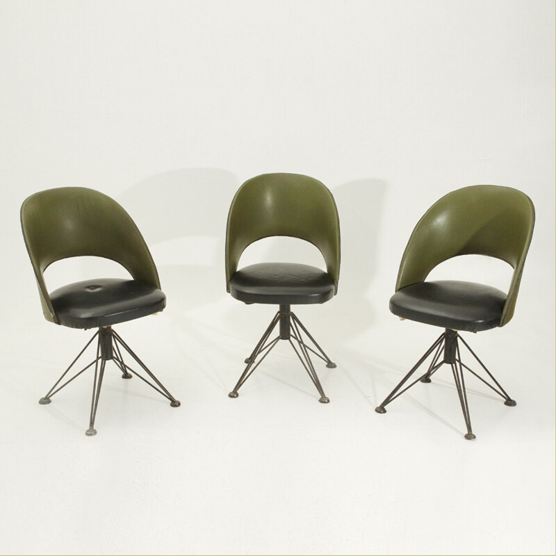 Suite de 3 chaises pivotantes vintage italiennes - 1950