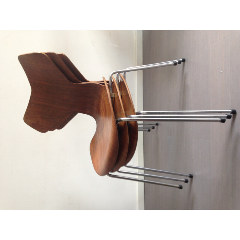 Vintage set of 3 vintage teak chairs by Arne Jacobsen for Fritz Hansen - 1967