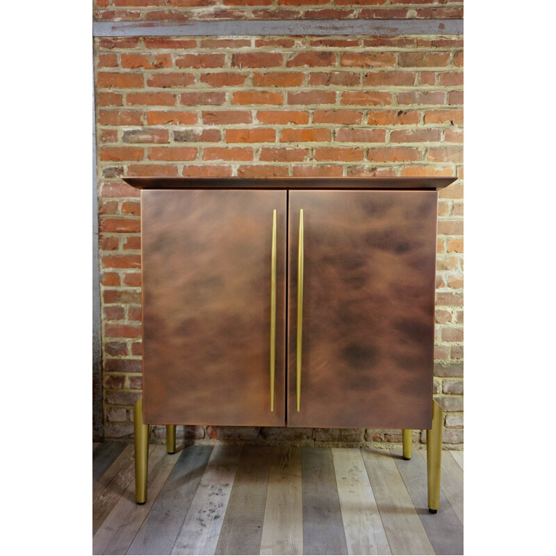 Belgo Chrom Design bar cabinet in copper and brass - 1970s