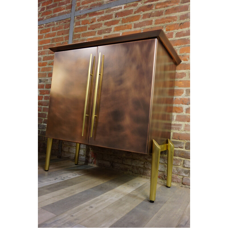 Belgo Chrom Design bar cabinet in copper and brass - 1970s