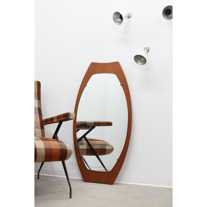 Large scandinavian vintage Oval Mirror - 1950s