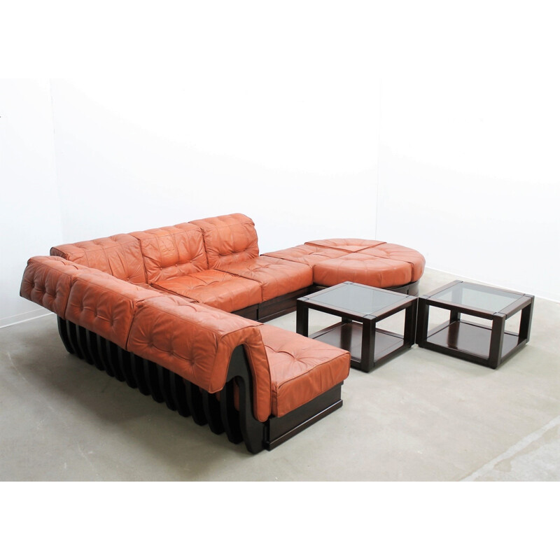 Vintage Leather modular sofa by Luciano Frigerio - 1960s