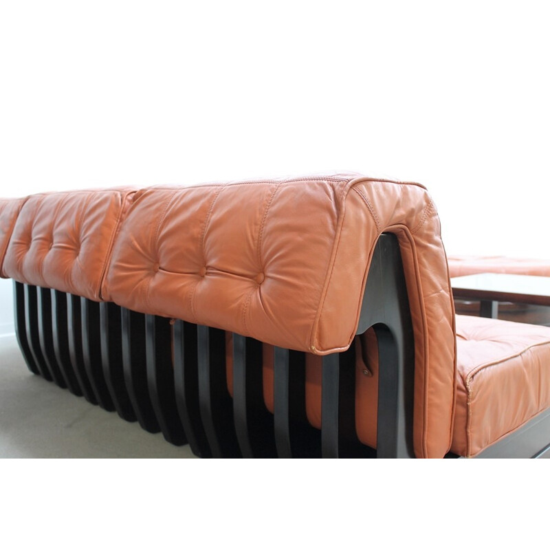 Canapé modulable en cuir par Luciano Frigerio -1970