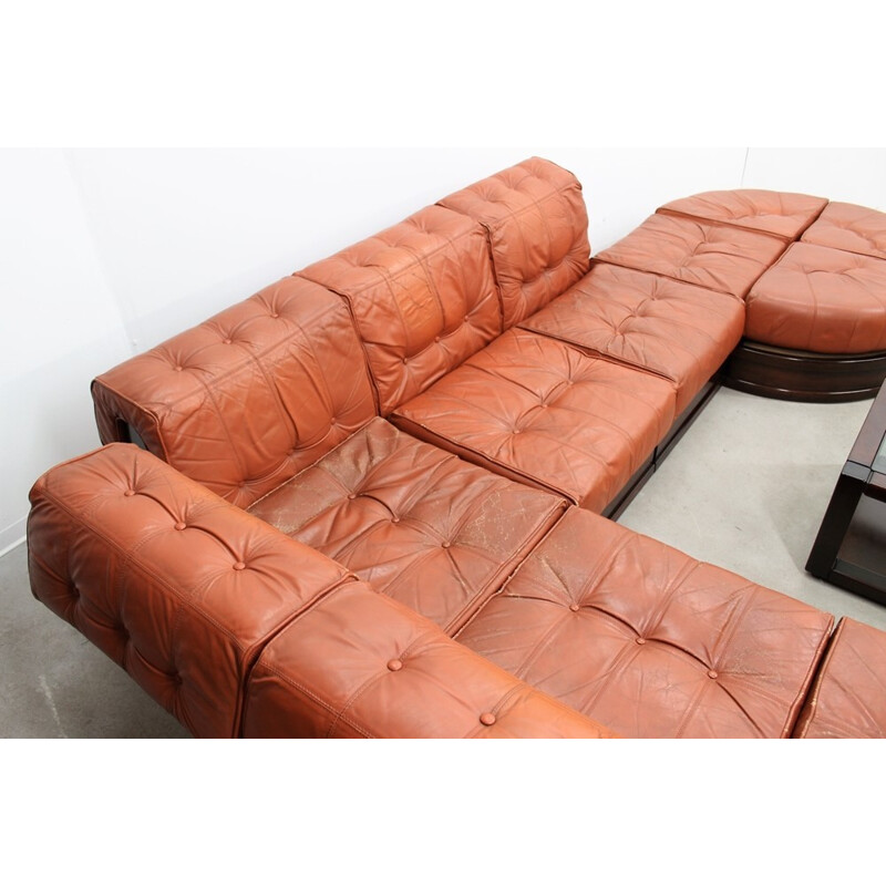 Vintage Leather modular sofa by Luciano Frigerio - 1960s