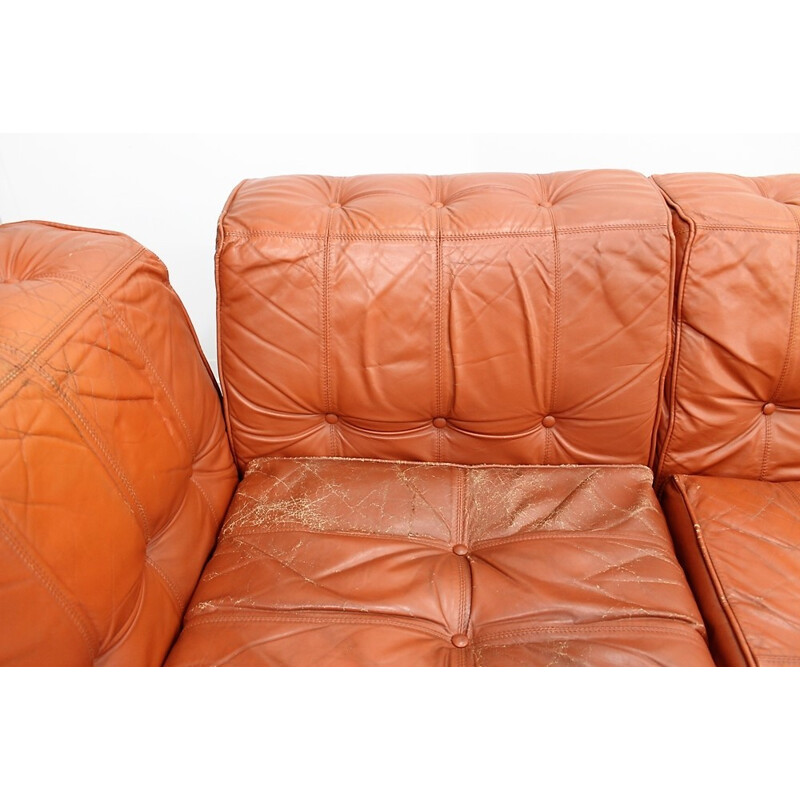 Vintage Leather modular sofa by Luciano Frigerio - 1960s