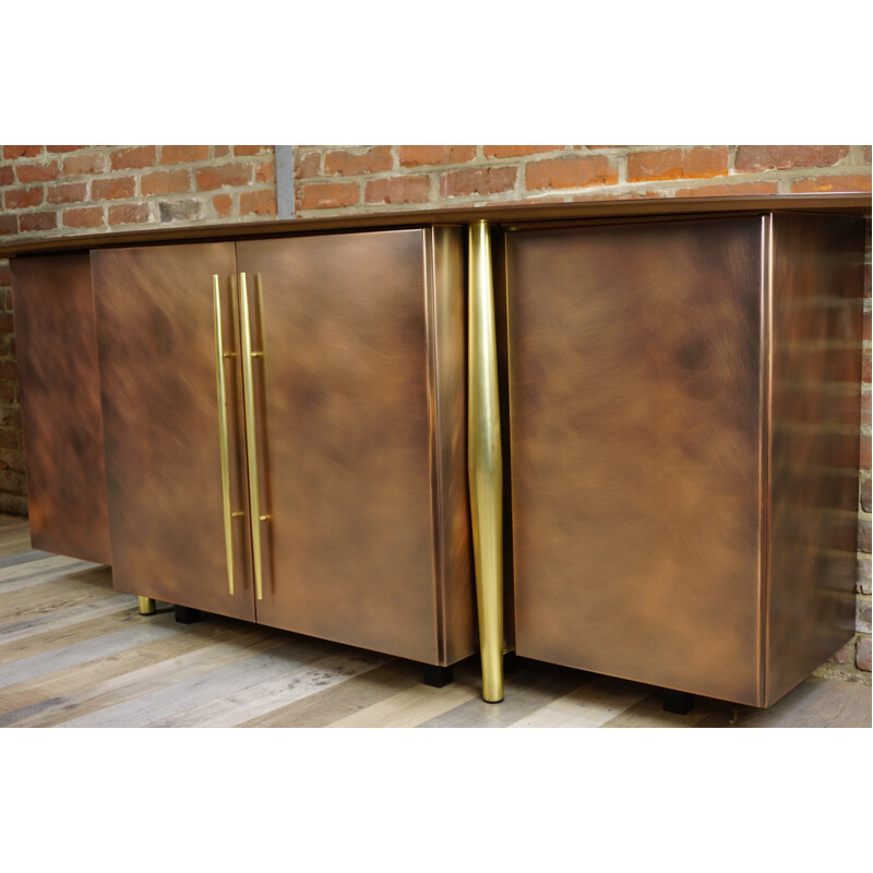 Belgo Chrom Design sideboard in copper and brass - 1970s