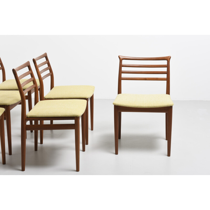 Vintage set of  6 dining teak chairs by Erling Torvits - 1960s