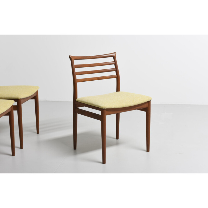 Vintage set of  6 dining teak chairs by Erling Torvits - 1960s