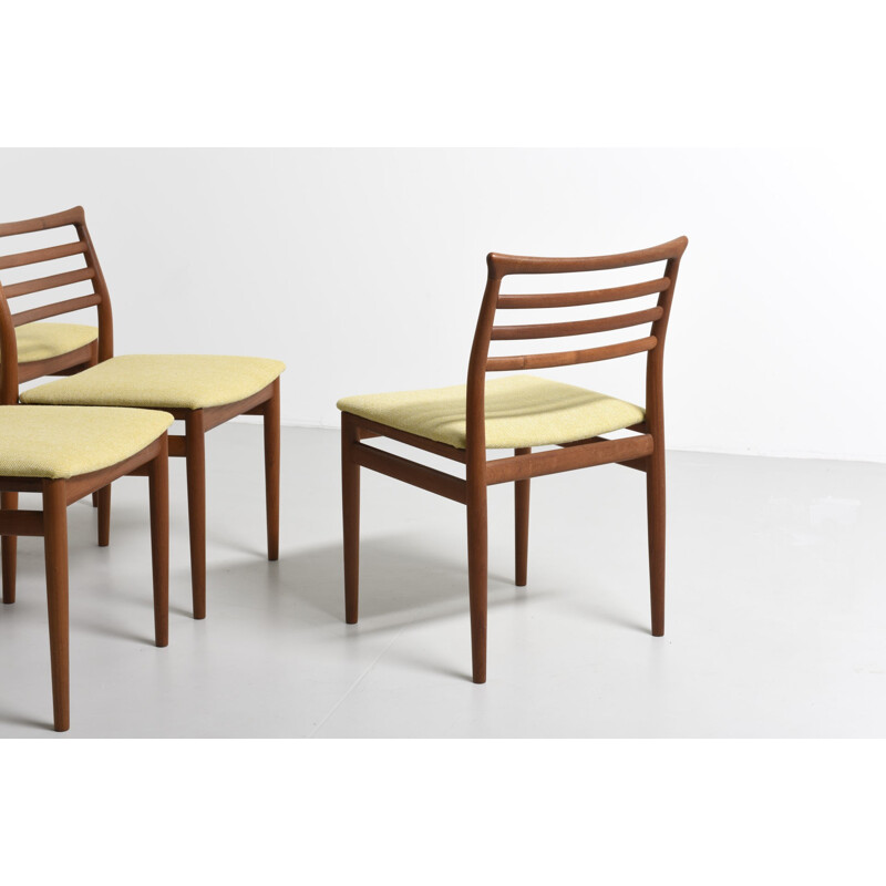 Vintage set of  6 dining teak chairs by Erling Torvits - 1960s
